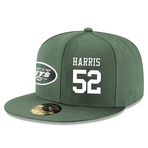 NFL New York Jets #52 David Harris Stitched Snapback Adjustable Player Hat - Green/White